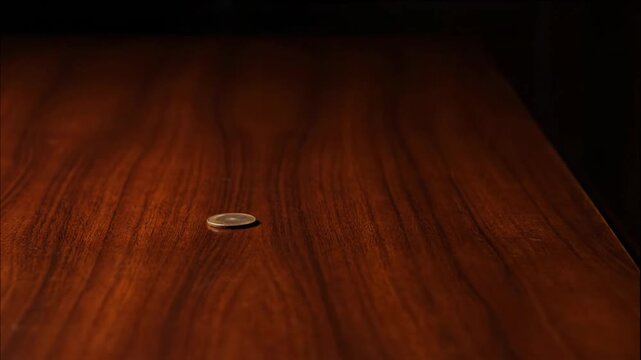 A hand in a suit sweeps away a pile of coins, leaving just one behind.