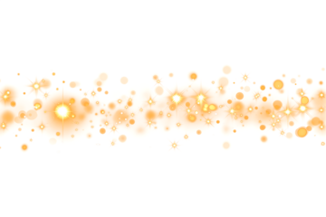 Christmas dust glowing bokeh confetti light and glitter texture overlay for your design. Festive sparkling gold dust png. Holiday powder dust for cards, invitations, banners