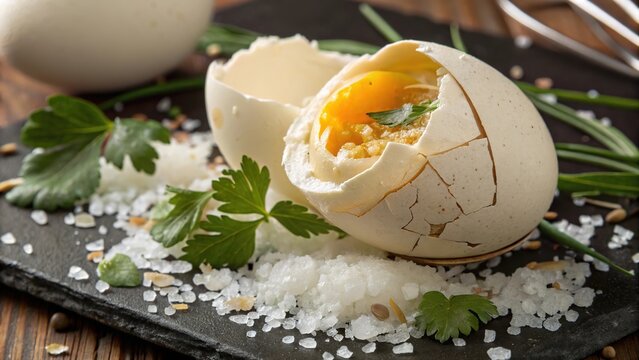 Freshly steamed balut reveals delicate flavors and textures in a culinary delight
