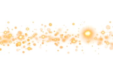 Christmas dust glowing bokeh confetti light and glitter texture overlay for your design. Festive sparkling gold dust png. Holiday powder dust for cards, invitations, banners