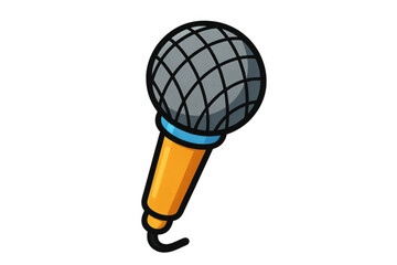 Cartoon microphone icon for singing, music, podcasting and voice recording — fun retro-styled mic on transparent background
