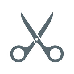 Simple Icon of Gray Scissors with Open Blades