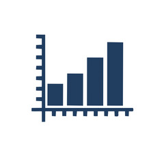 Fototapeta premium Simple dark blue bar graph showing positive upward trend and business data analysis