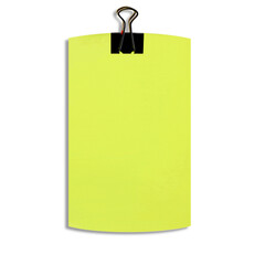 note paper Piece with paper clip, cutout in transparent background, png format
