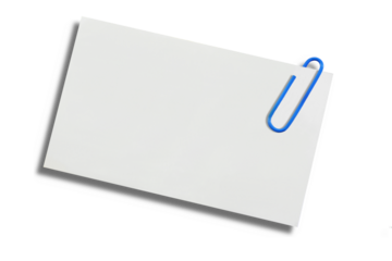 note paper Piece with paper clip, cutout in transparent background, png format