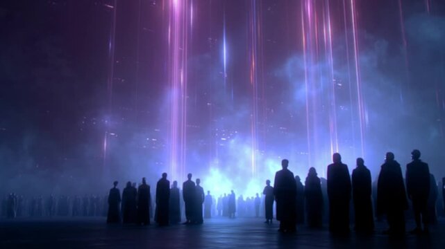 A cinematic portrayal of futuristic holographic technology glows with cyberpunk aesthetics, blending motion graphics, neon light, and advanced digital interfaces that redefine innovation and virtual r - Powered by Adobe