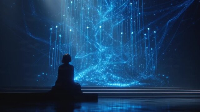 A cinematic vision of futuristic holographic technology glows with cyberpunk energy, featuring interactive 3D graphics and advanced interfaces reminiscent of Minority Report&rsquo;s immersive digital future