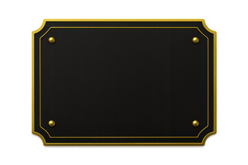 Obraz premium Empty black sign with golden frame and rivets