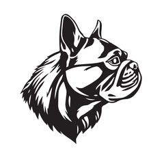 Black dog silhouette on white background. Bold black dog silhouette logo illustration. Dog vector design. 