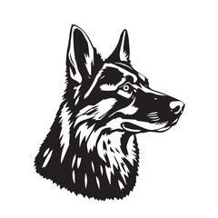 German Shepherd Dog silhouette on white background. Dog head icon. Dog logo design. Dog vector design.	
