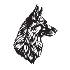 German Shepherd Dog silhouette on white background. Dog head icon. Dog logo design. Dog vector design.	
