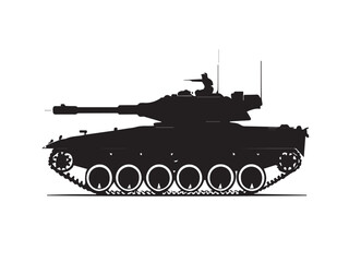Military tank silhouette on white background. Military tank vector silhouette design. Vector illustration.