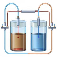 An educational electrolysis diagram experiment showing the process
