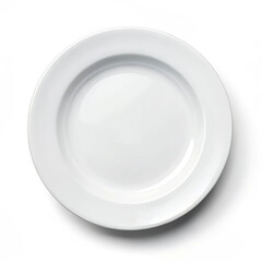 An empty plate isolated on a white background, symbolizing simplicity