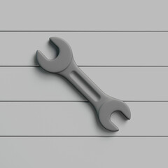 Metal Wrench on Gray Wooden Surface