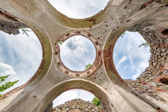 View inside an ancient crumbling temple