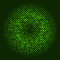 An abstract geometric composition constructed from multiple multicolored diamonds forming a circular pattern against a dark background. The varying sizes of the shapes create an effect of depth and vo