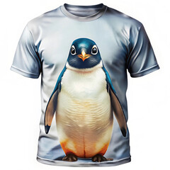 Front of a T-shirt featuring a penguin design, combining