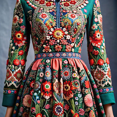 A fully embroidered dress adorned with intricate patterns