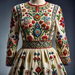 A fully embroidered dress adorned with intricate patterns