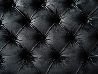 Naklejka premium A dark textured fabric features diamond patterns with deep button tufting.