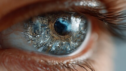 See the future with AI enhanced vision and cybernetic eye implants, a technological marvel showcasing artificial intelligence and advanced technology integration