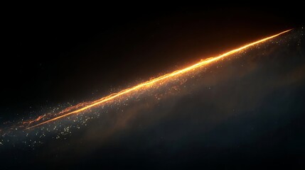 Stunning golden light streak across dark space, a modern abstract design with radiant energy and glowing particle effects for creative projects