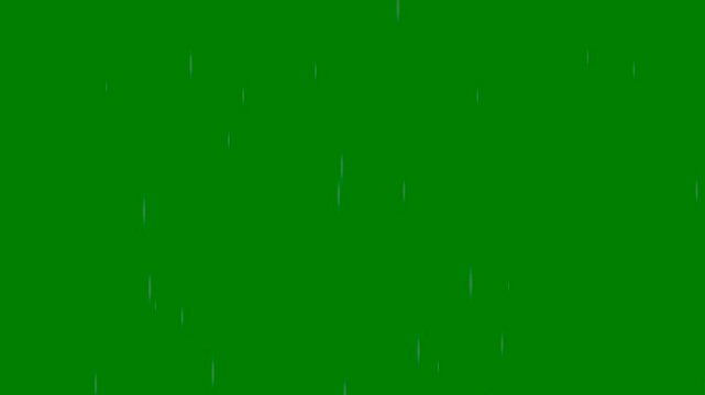 Raining with thunder flash lightning. Loop animation isolated with green background for chroma key