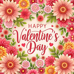 A Happy Valentine Day flower pattern background