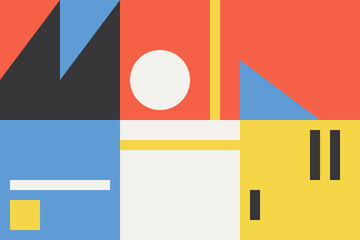 Vector pattern with simple abstract elements, lines, circles, squares