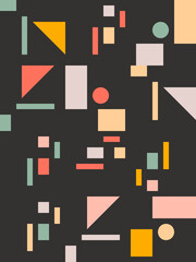 Vector pattern with simple abstract elements, lines, circles, squares