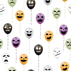 Halloween flying balloons seamless pattern