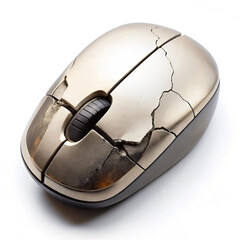 A high-angle view of a damaged computer