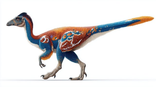 Colorful Microraptor dinosaur illustration