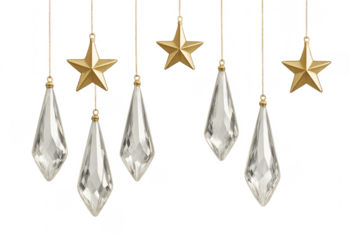 Golden stars and crystal drops christmas ornaments hanging