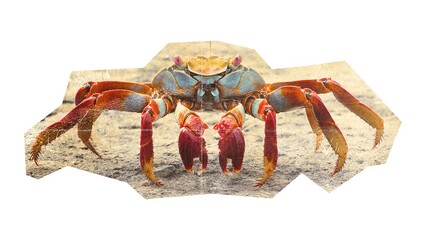 Crab Isolated Cut Out on White Background Realistic Sea Animal Clipart - 1