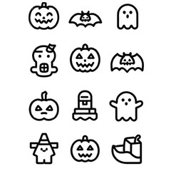 set of halloween icon elements illustrations