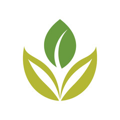 Flat Vector Tea Leaf Emblem Organic Product Logo