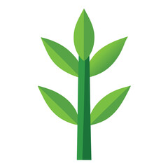 Green Bamboo Leaf Cluster Flat Color Cartoon Illustration