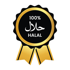 Halal food certified icon. Halal food labels. Halal sign, Vector illustration. Halal food certified sign, logo, badge, icon, sticker, label, emblem, stamp, symbol, black, line, flat vector