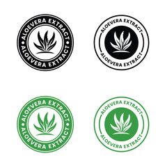  Aloe vera extract logo stamps. Advance aloe vera organic product label. cosmetic product, health care herb sticker set. Aloe vera extract logo, label, badge, symbol, banner, circle, black, line