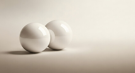 smooth porcelain balls on a warm neutral gradient