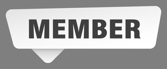 member sign. member white sticker isolated on gray background
