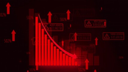 Black Monday. Trade for profit in the stock market. the red graph indicates a loss. Bear market condition, stagnation or falling of market prices. 3D Rendering 4k animated motion video.. - Powered by Adobe
