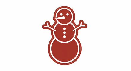Naklejka premium Christmas illustration of a christmas snowman with a carrot nose and button details in a red color scheme