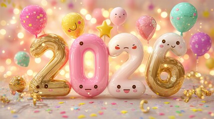 New Year 2026 Celebration Backgrounds and 3D Elements Pack – Festive Holiday Design Collection with Golden Numbers, Fireworks, Balloons, Confetti, and Elegant Light Effects for Seasonal Marketing