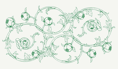 Hand drawn victorian vector retro ornaments.  flower pattern vector floral engraved scroll ornament leaf retro decorative design.