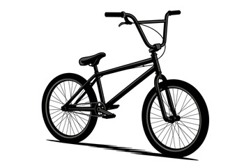 Fototapeta premium Sleek black bicycle with a sturdy frame and wheels, designed for stunts and urban riding.