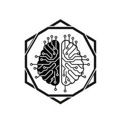 Vector illustration of artificial intelligence brain concept digital brain with electronic circuit board texture machine learning and future technology