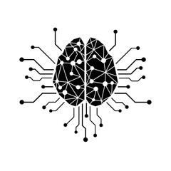 Vector illustration of artificial intelligence brain with circuit board symbolizes the fusion of human intellect and technological advancement, representing innovation